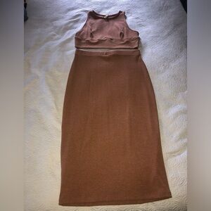 Two piece cocoa colored skirt and top, size xl from tyche.